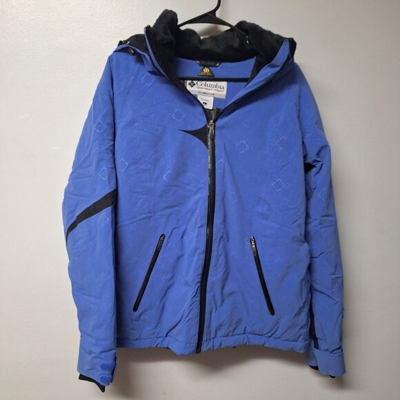 Columbia Winter Jacket Coat Blue Hooded Zip Pockets Womens Large Ski Snow Board - Picture 8 of 8